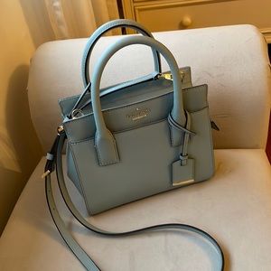 Kate Spade small light blue leather bag with removable cross body strap